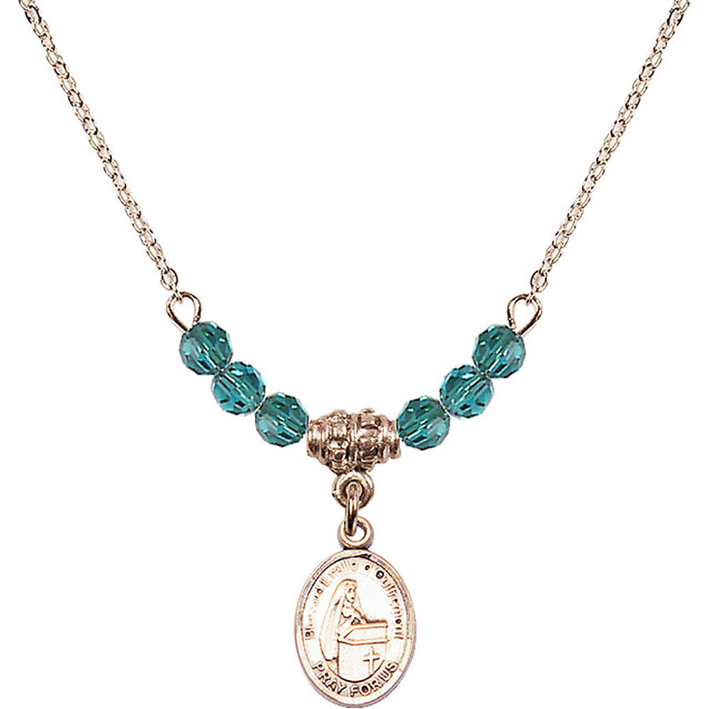 14kt Gold Filled Blessed Emilee Doultremont Birthstone Necklace with Zircon Beads - 9390