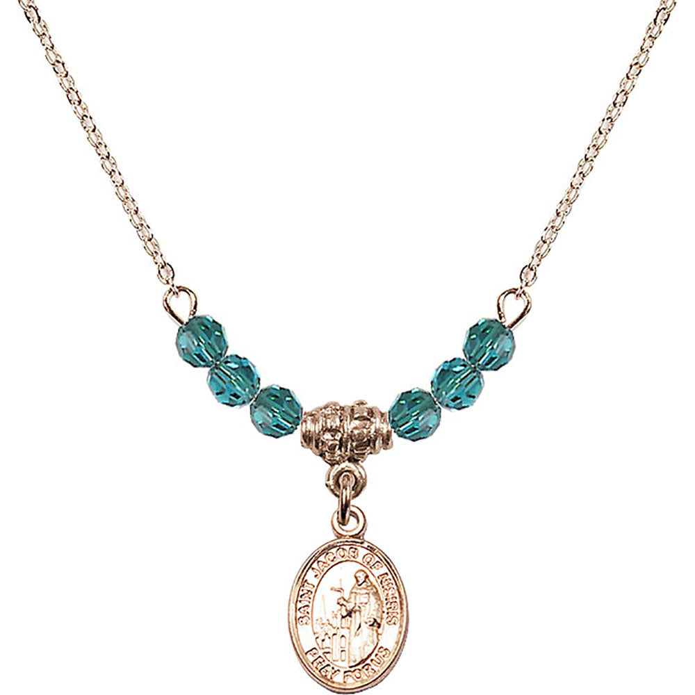 14kt Gold Filled Saint Jacob of Nisibis Birthstone Necklace with Zircon Beads - 9392
