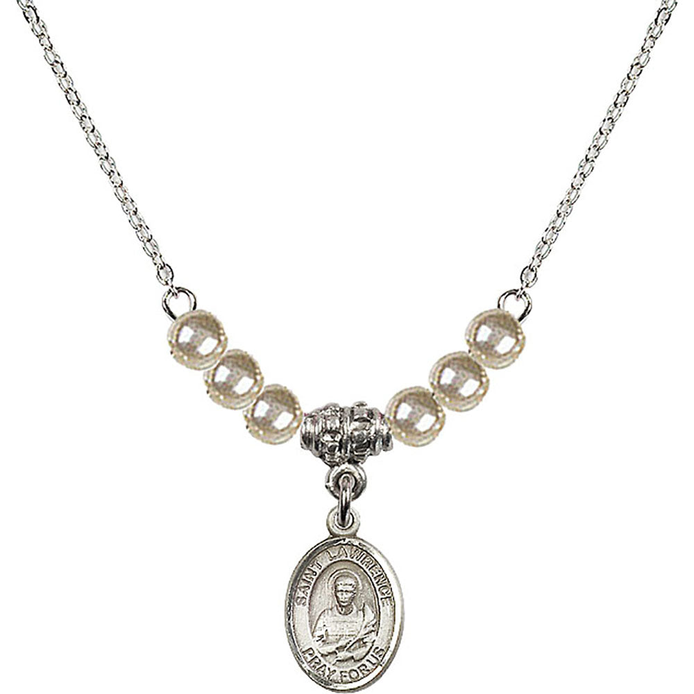 Sterling Silver Saint Lawrence Birthstone Necklace with Faux-Pearl Beads - 9063
