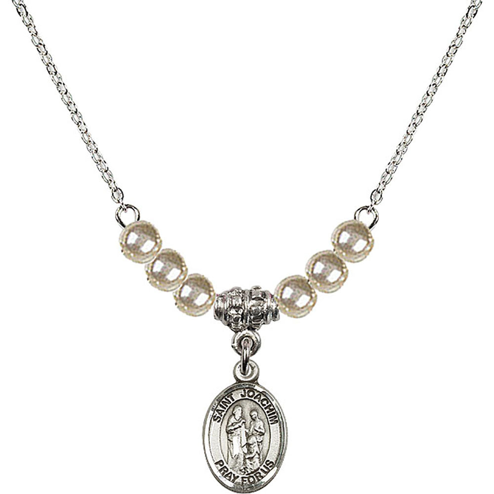 Sterling Silver Saint Joachim Birthstone Necklace with Faux-Pearl Beads - 9348