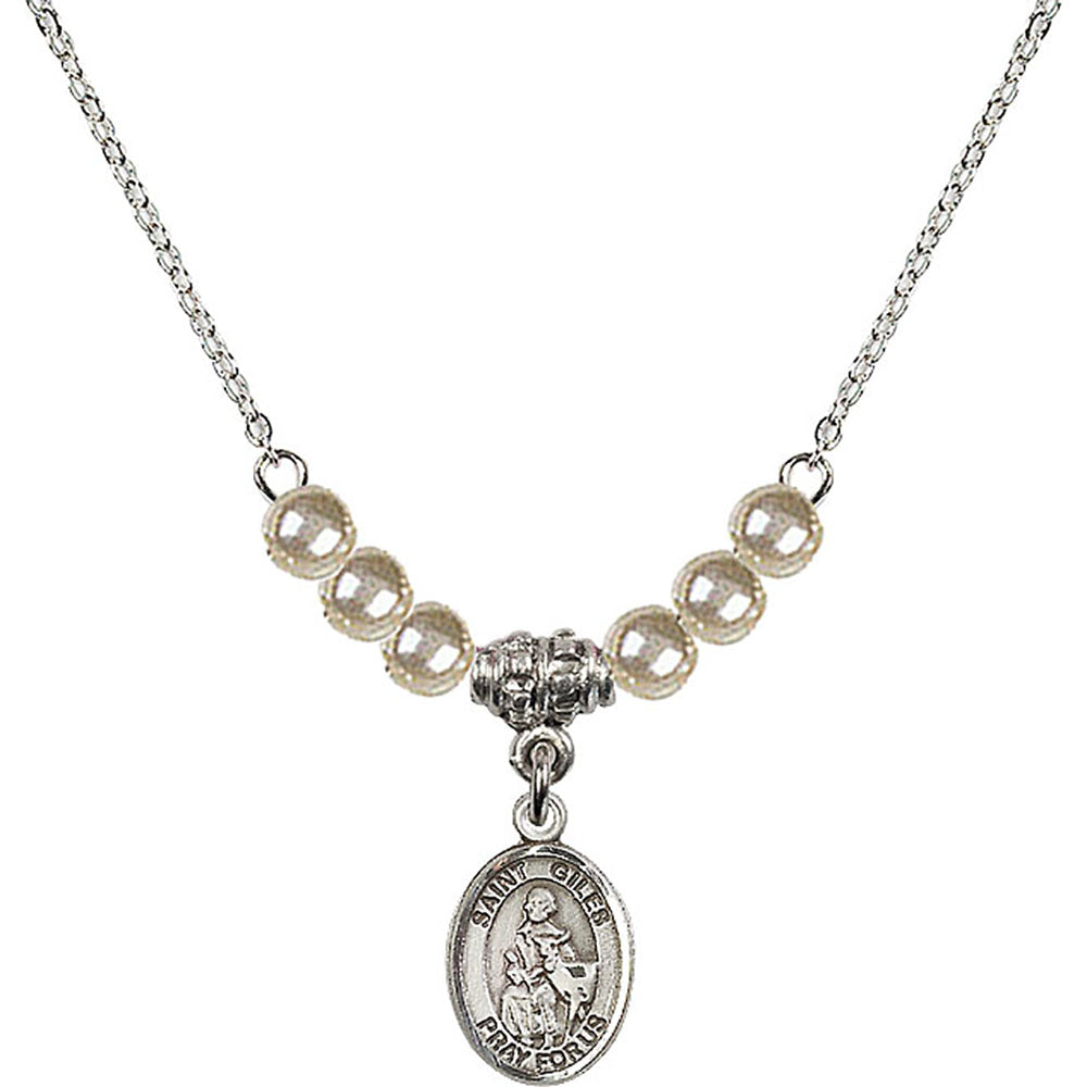Sterling Silver Saint Giles Birthstone Necklace with Faux-Pearl Beads - 9349