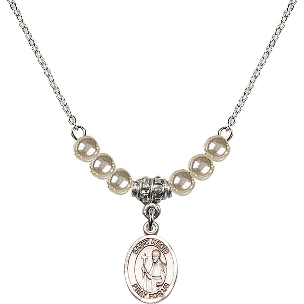 Sterling Silver Saint Regis Birthstone Necklace with Faux-Pearl Beads - 9380