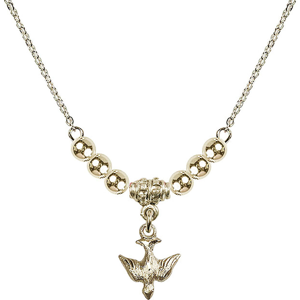 14kt Gold Filled Holy Spirit Birthstone Necklace with Gold Filled Beads - 0208