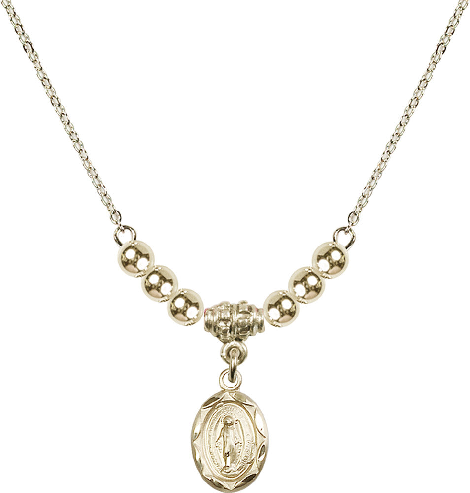14kt Gold Filled Miraculous Birthstone Necklace with Gold Filled Beads - 0301