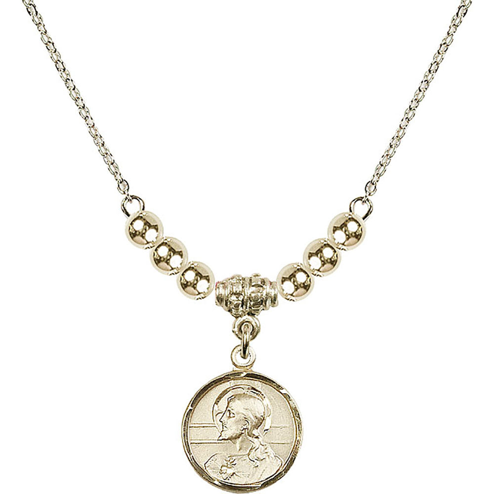 14kt Gold Filled Scapular Birthstone Necklace with Gold Filled Beads - 0601