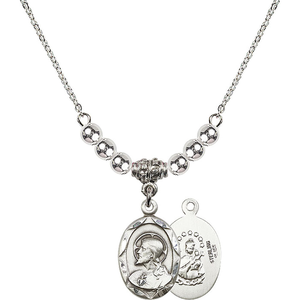 Sterling Silver Scapular Birthstone Necklace with Sterling Silver Beads - 0612