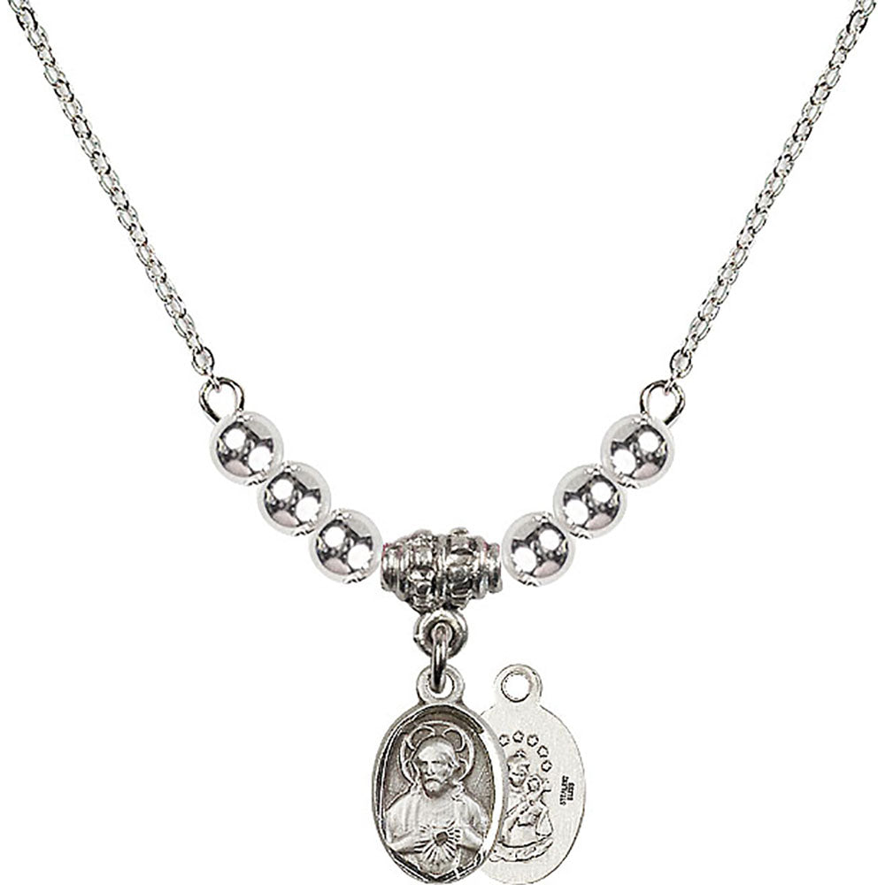 Sterling Silver Scapular Birthstone Necklace with Sterling Silver Beads - 0702