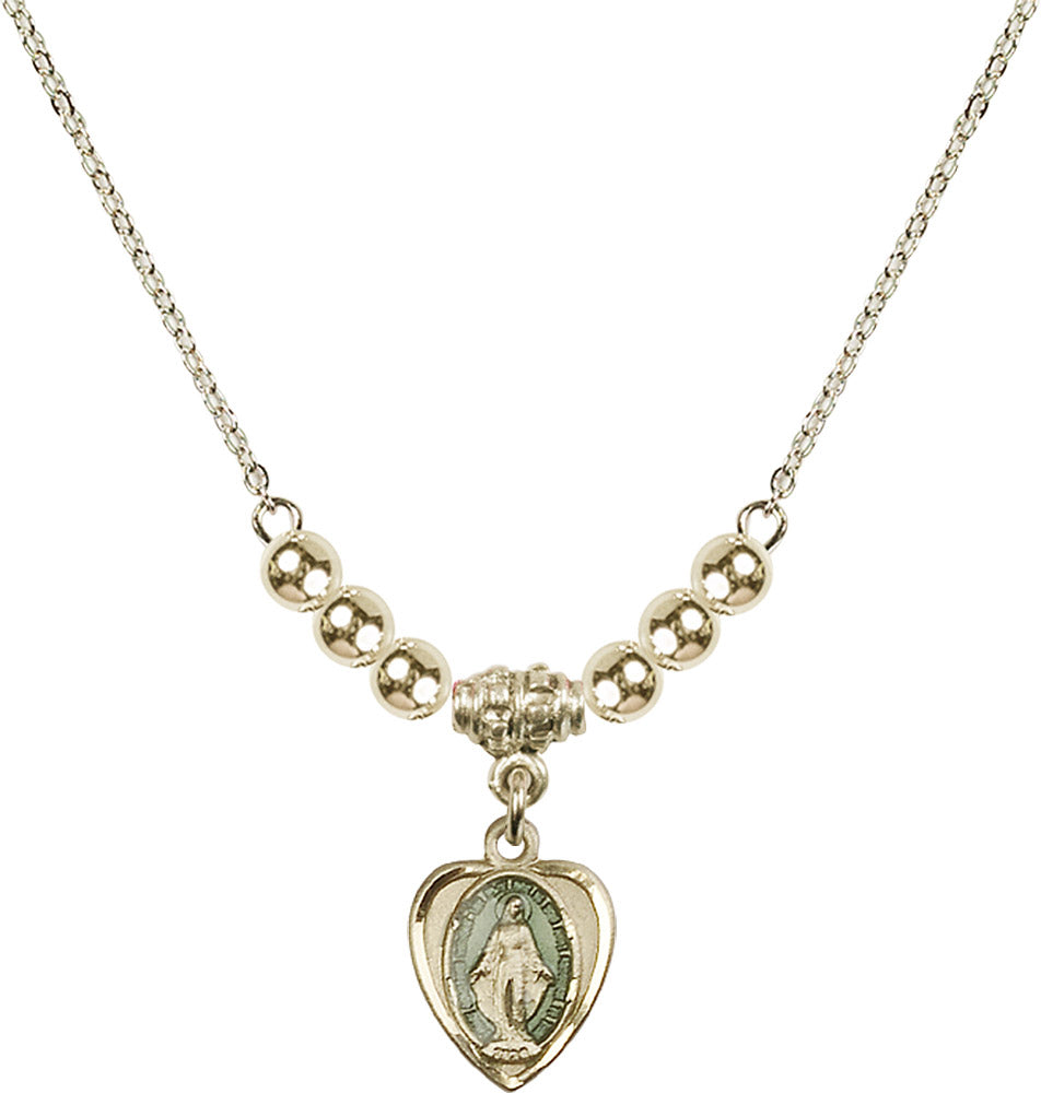 14kt Gold Filled Miraculous Birthstone Necklace with Gold Filled Beads - 0706