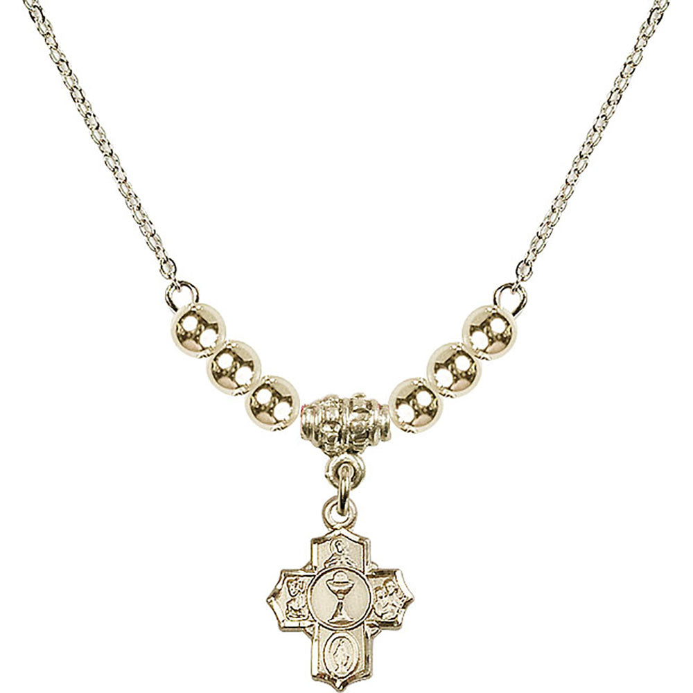 14kt Gold Filled Communion 5-Way Birthstone Necklace with Gold Filled Beads - 0890