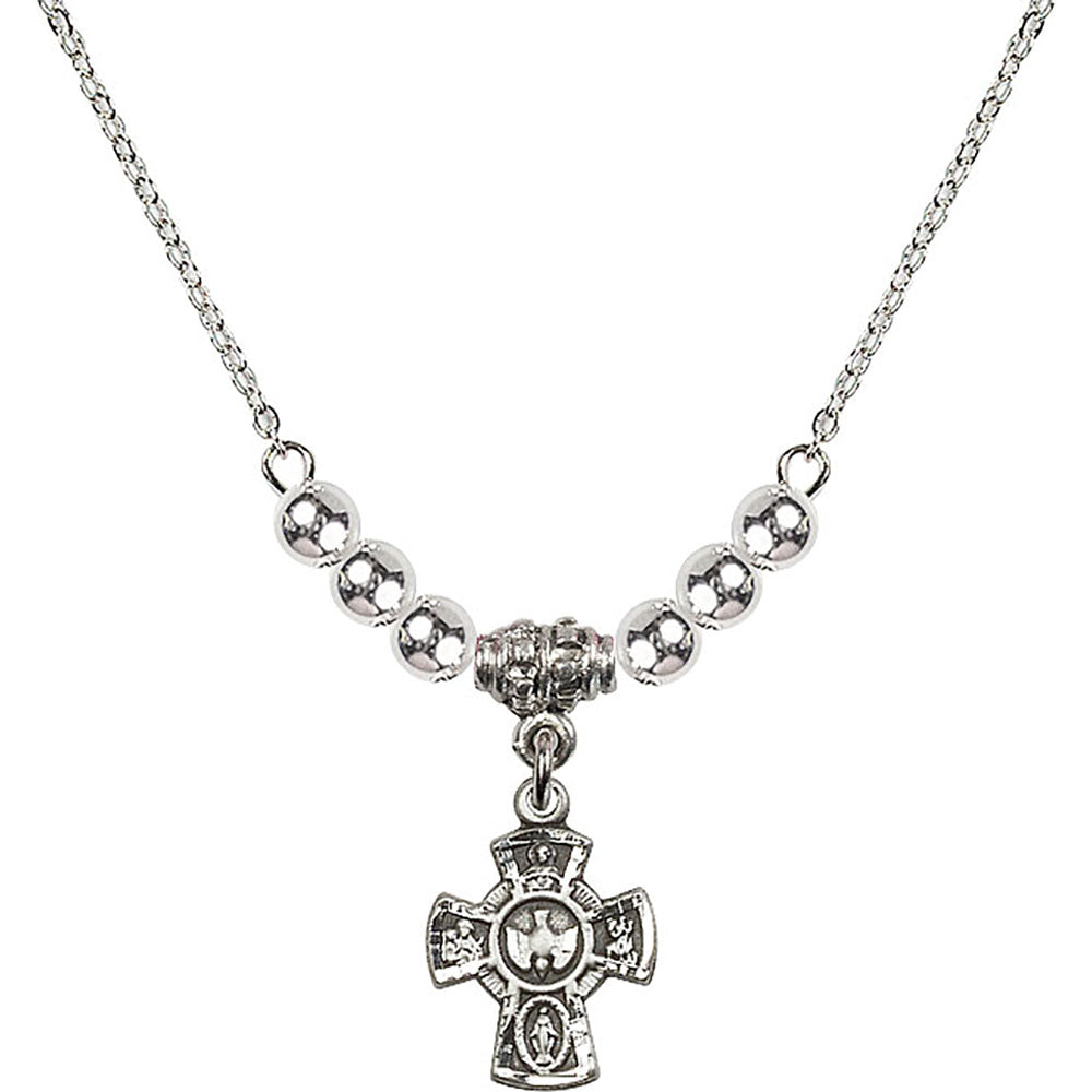 Sterling Silver 5-Way Birthstone Necklace with Sterling Silver Beads - 3145