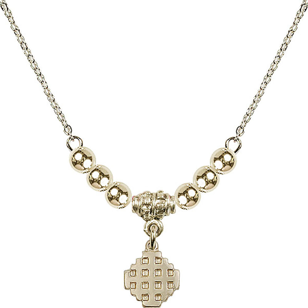14kt Gold Filled Jerusalem Cross Birthstone Necklace with Gold Filled Beads - 4118