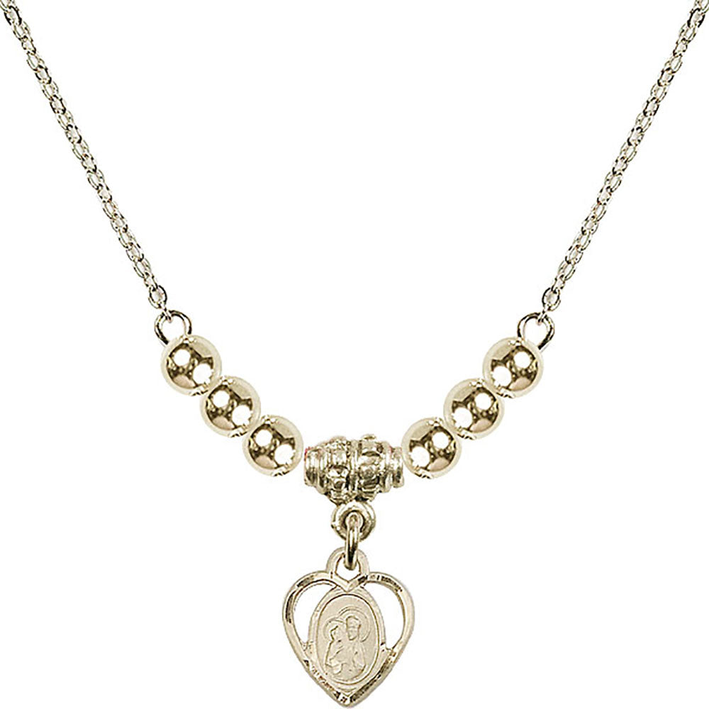 14kt Gold Filled Saint Ann Birthstone Necklace with Gold Filled Beads - 5414