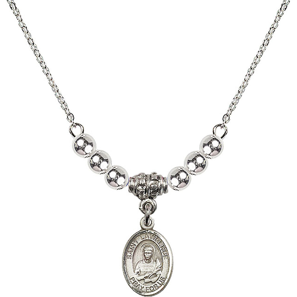 Sterling Silver Saint Lawrence Birthstone Necklace with Sterling Silver Beads - 9063