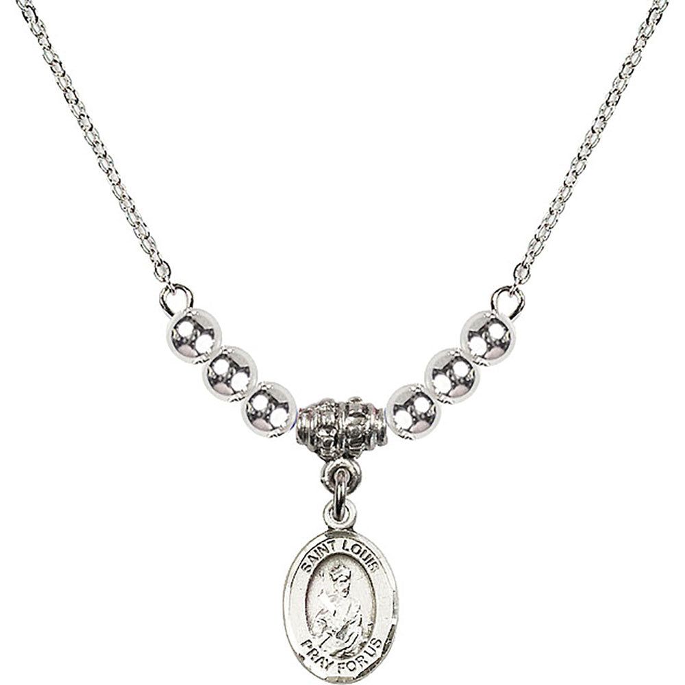 Sterling Silver Saint Louis Birthstone Necklace with Sterling Silver Beads - 9081