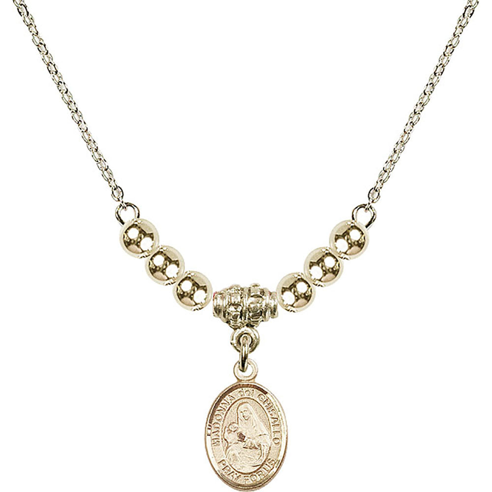 14kt Gold Filled Madonna del Ghisallo Birthstone Necklace with Gold Filled Beads - 9203