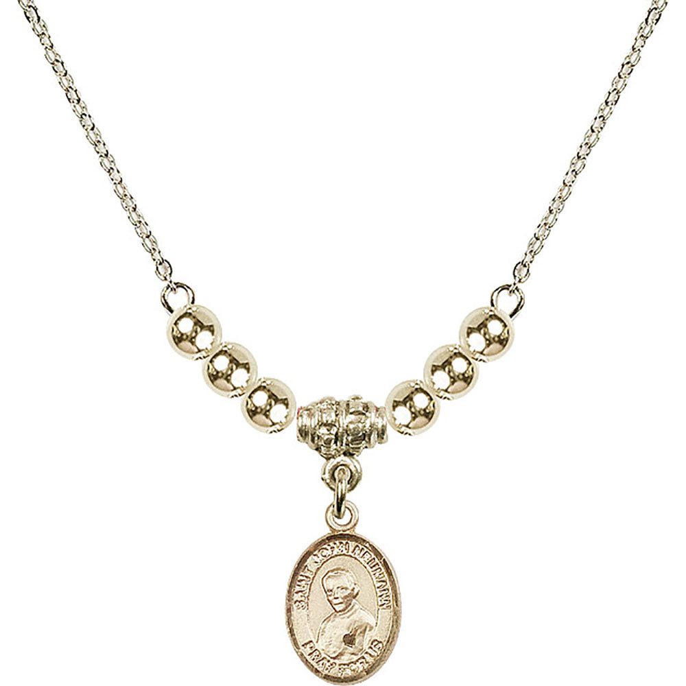 14kt Gold Filled Saint John Neumann Birthstone Necklace with Gold Filled Beads - 9204