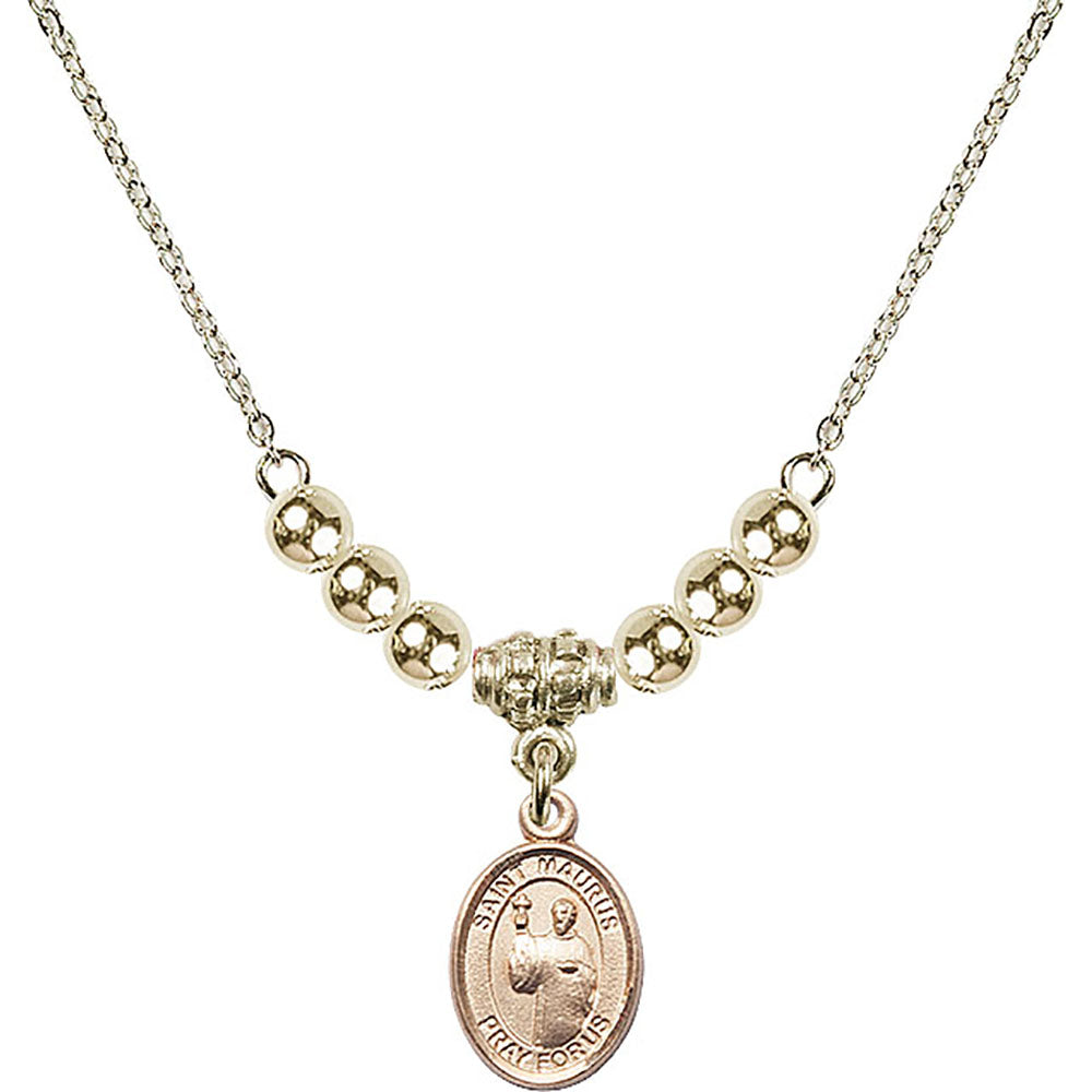 14kt Gold Filled Saint Maurus Birthstone Necklace with Gold Filled Beads - 9241