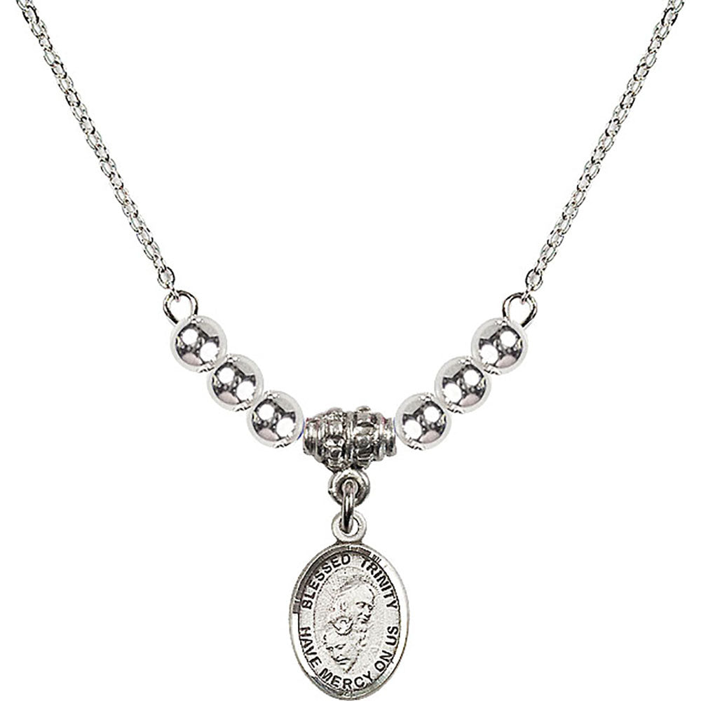 Sterling Silver Blessed Trinity Birthstone Necklace with Sterling Silver Beads - 9249