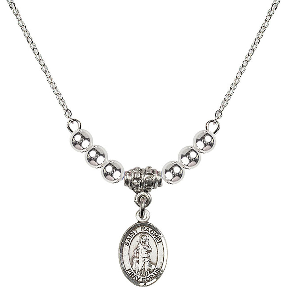 Sterling Silver Saint Rachel Birthstone Necklace with Sterling Silver Beads - 9251