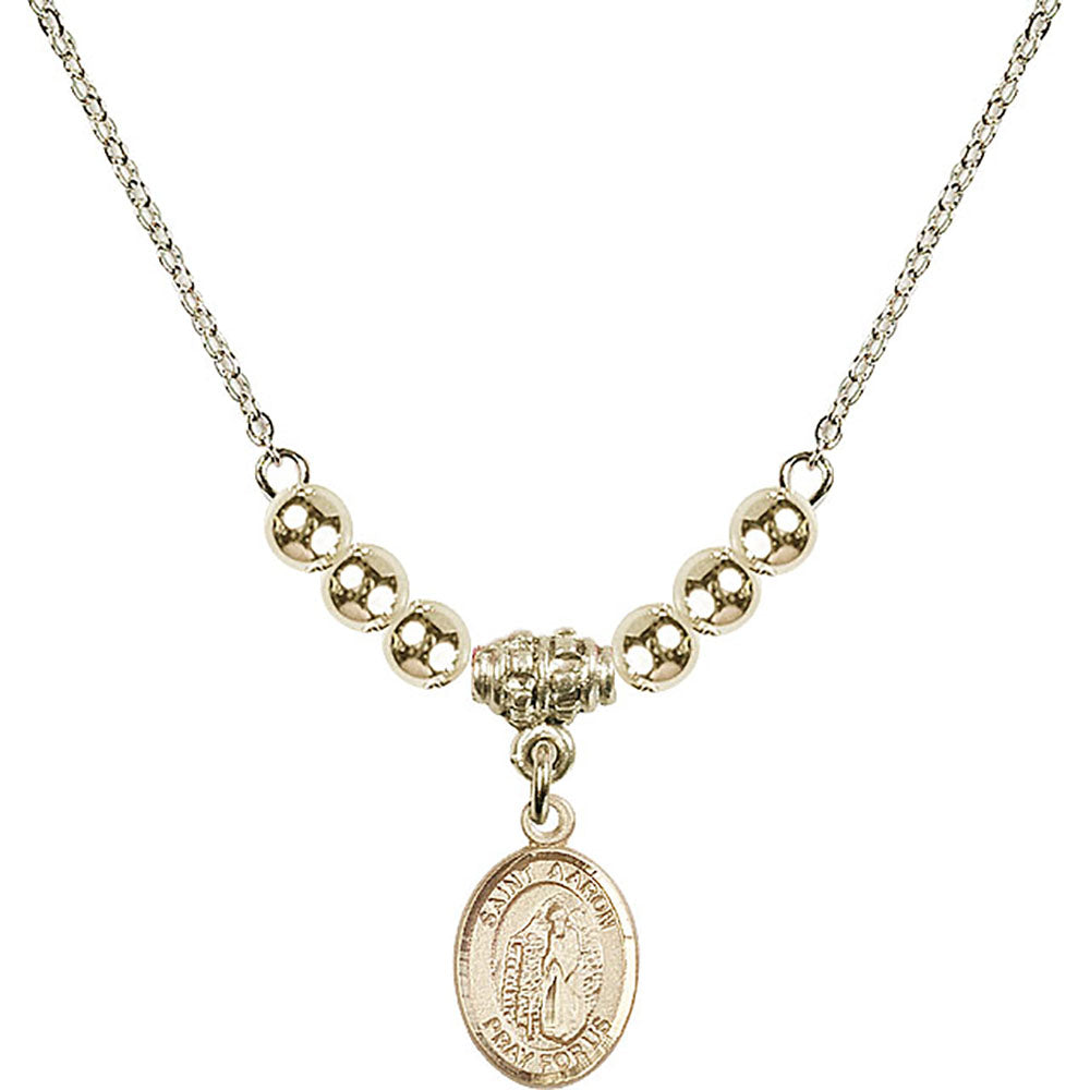 14kt Gold Filled Saint Aaron Birthstone Necklace with Gold Filled Beads - 9254