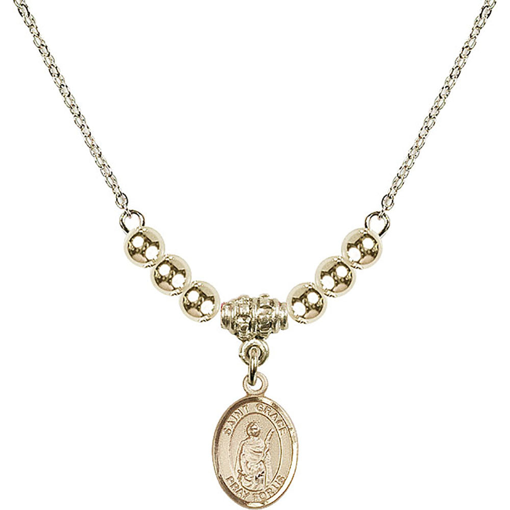 14kt Gold Filled Saint Grace Birthstone Necklace with Gold Filled Beads - 9255