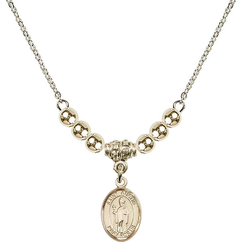 14kt Gold Filled Saint Austin Birthstone Necklace with Gold Filled Beads - 9256