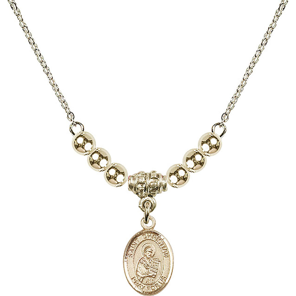 14kt Gold Filled Saint Christian Demosthenes Birthstone Necklace with Gold Filled Beads - 9257