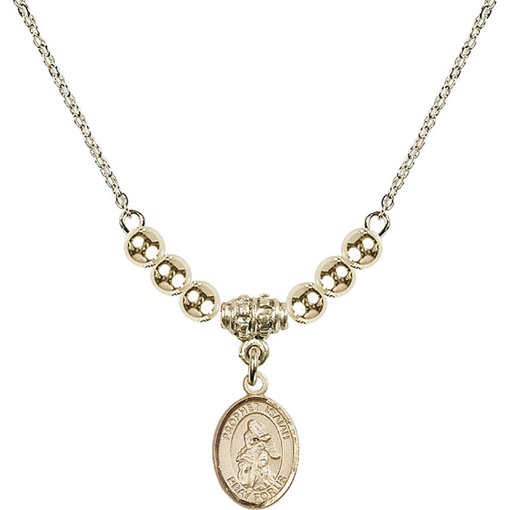 14kt Gold Filled Saint Isaiah Birthstone Necklace with Gold Filled Beads - 9258