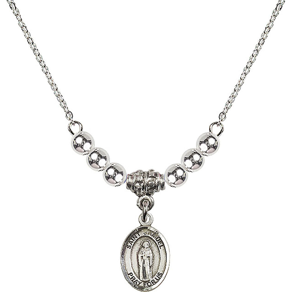 Sterling Silver Saint Samuel Birthstone Necklace with Sterling Silver Beads - 9259