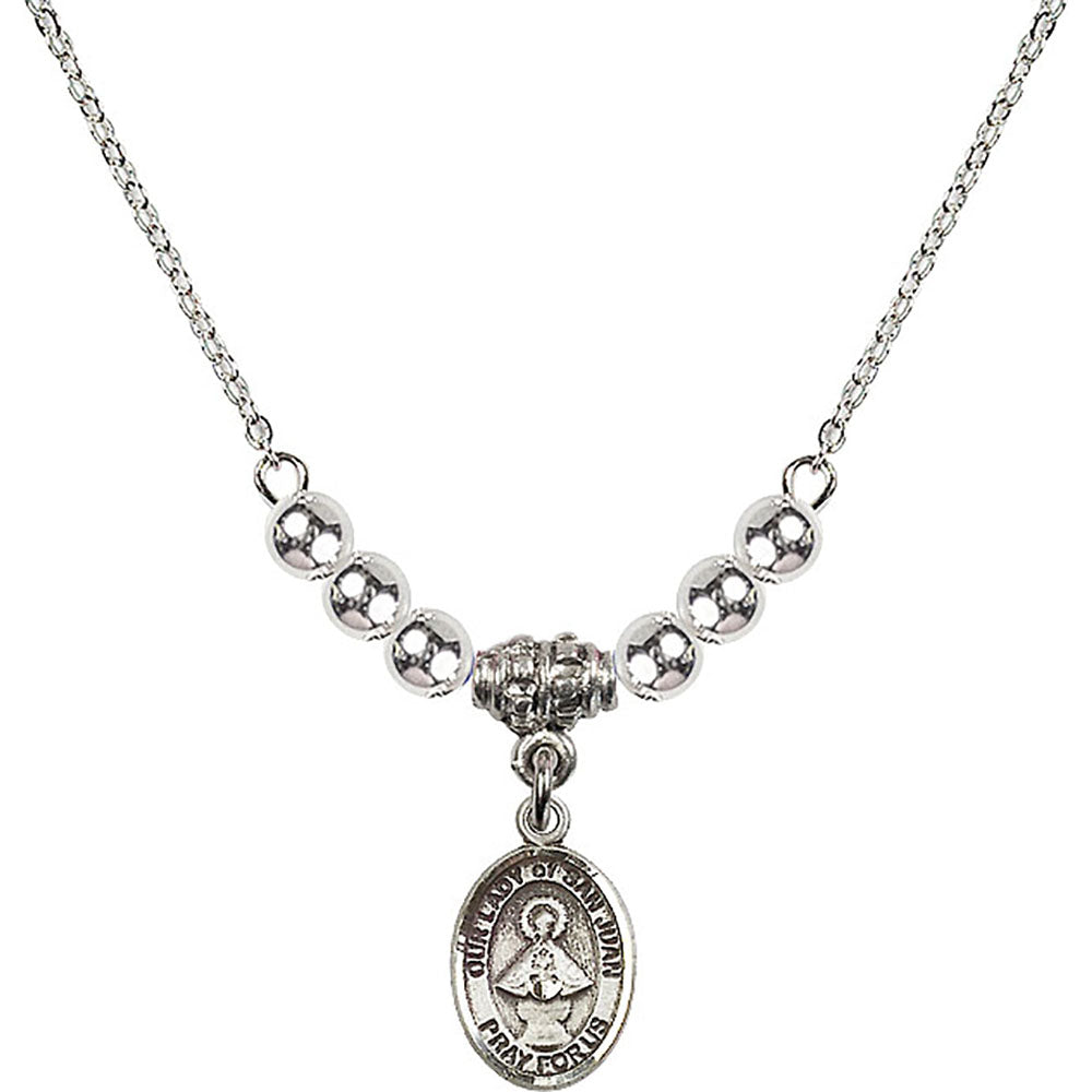 Sterling Silver Our Lady of San Juan Birthstone Necklace with Sterling Silver Beads - 9263