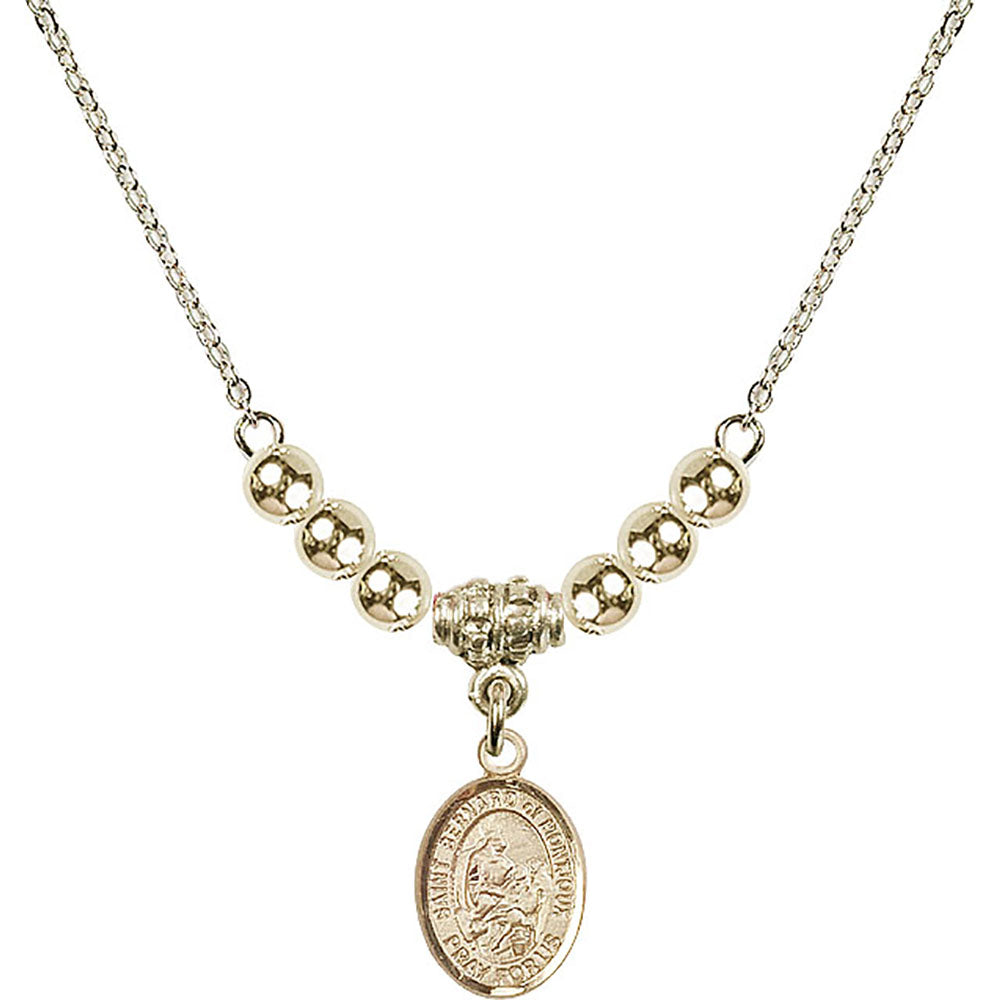 14kt Gold Filled Saint Bernard of Montjoux Birthstone Necklace with Gold Filled Beads - 9264