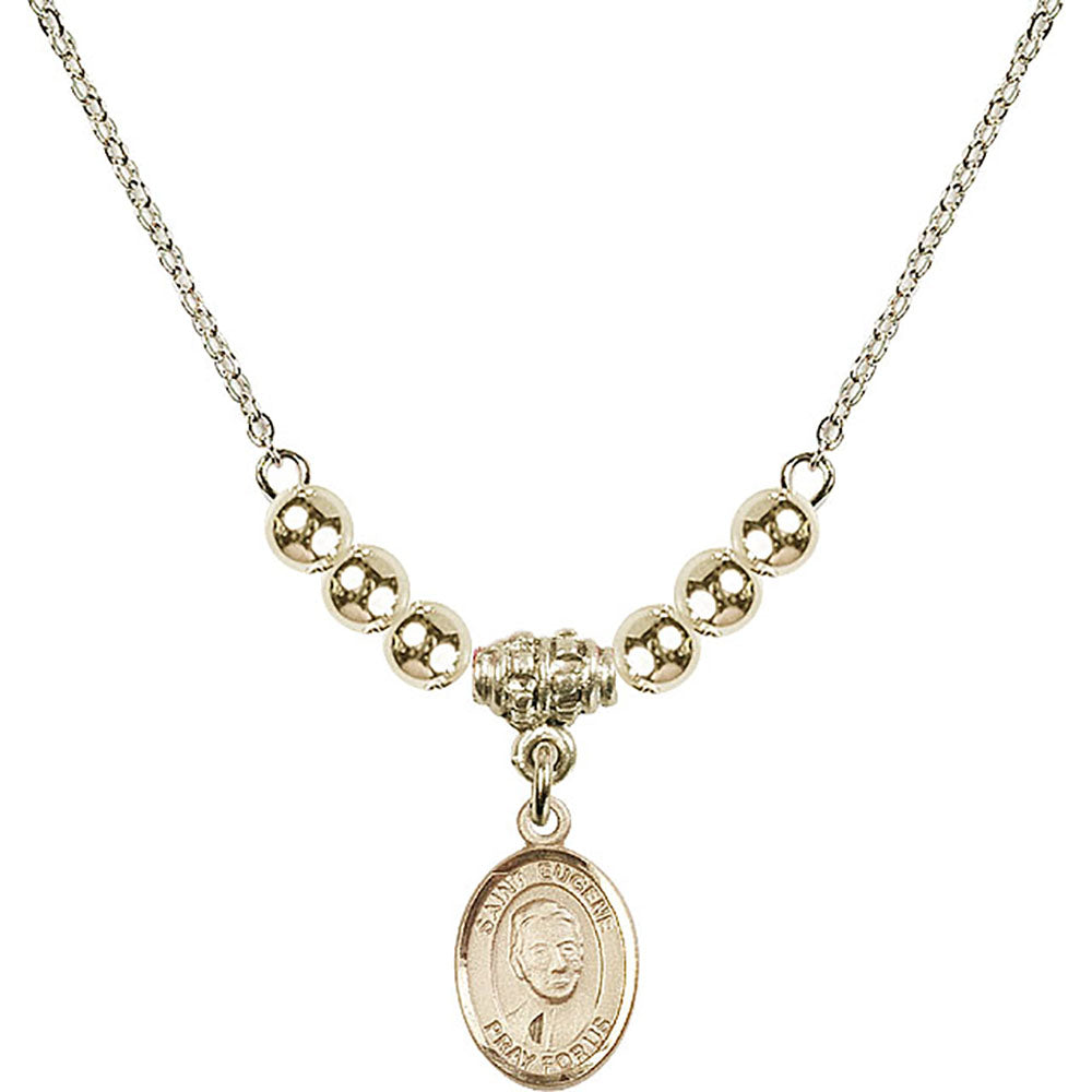 14kt Gold Filled Saint Eugene de Mazenod Birthstone Necklace with Gold Filled Beads - 9266