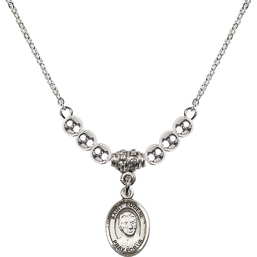 Sterling Silver Saint Eugene de Mazenod Birthstone Necklace with Sterling Silver Beads - 9266
