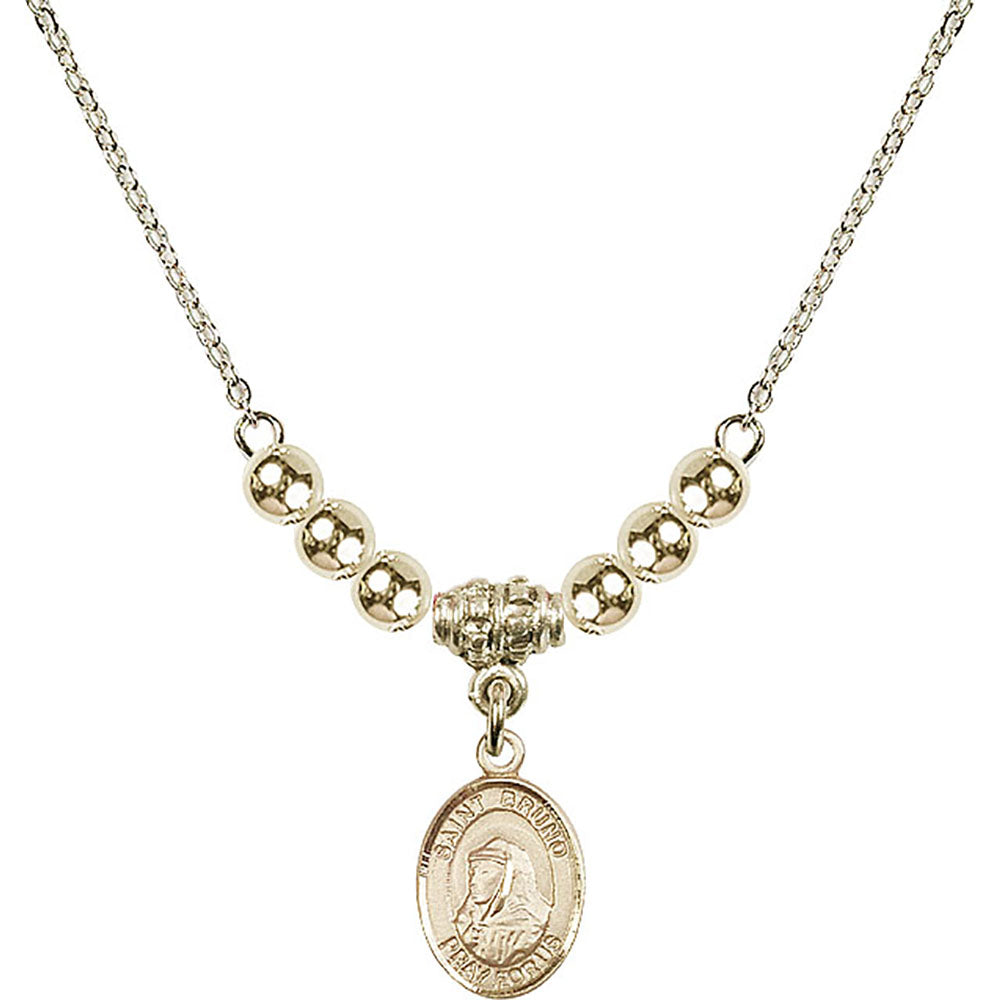 14kt Gold Filled Saint Bruno Birthstone Necklace with Gold Filled Beads - 9270