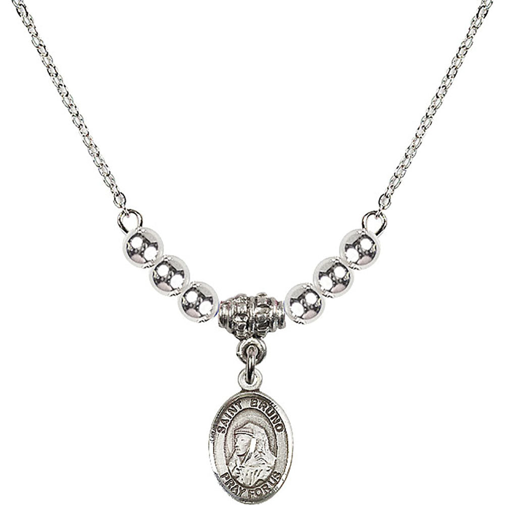 Sterling Silver Saint Bruno Birthstone Necklace with Sterling Silver Beads - 9270