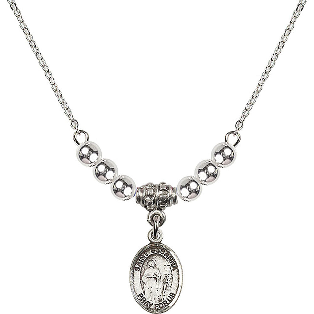 Sterling Silver Saint Susanna Birthstone Necklace with Sterling Silver Beads - 9280