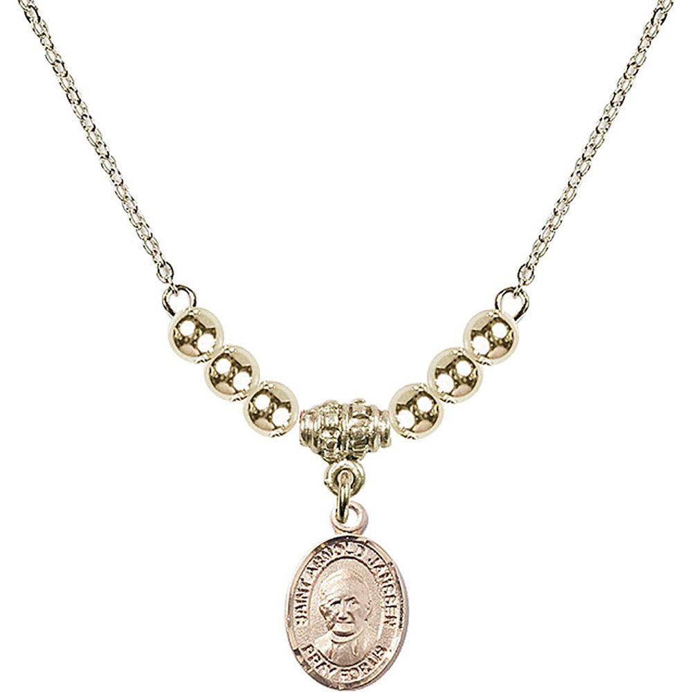 14kt Gold Filled Saint Arnold Janssen Birthstone Necklace with Gold Filled Beads - 9328
