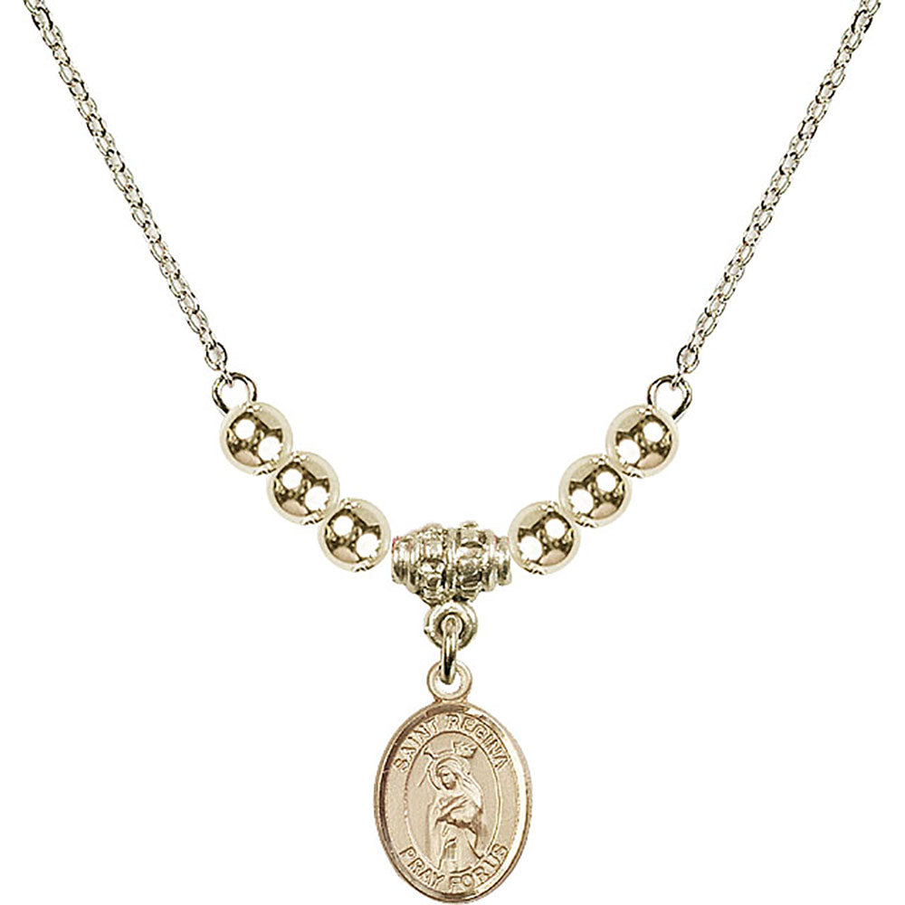 14kt Gold Filled Saint Regina Birthstone Necklace with Gold Filled Beads - 9335