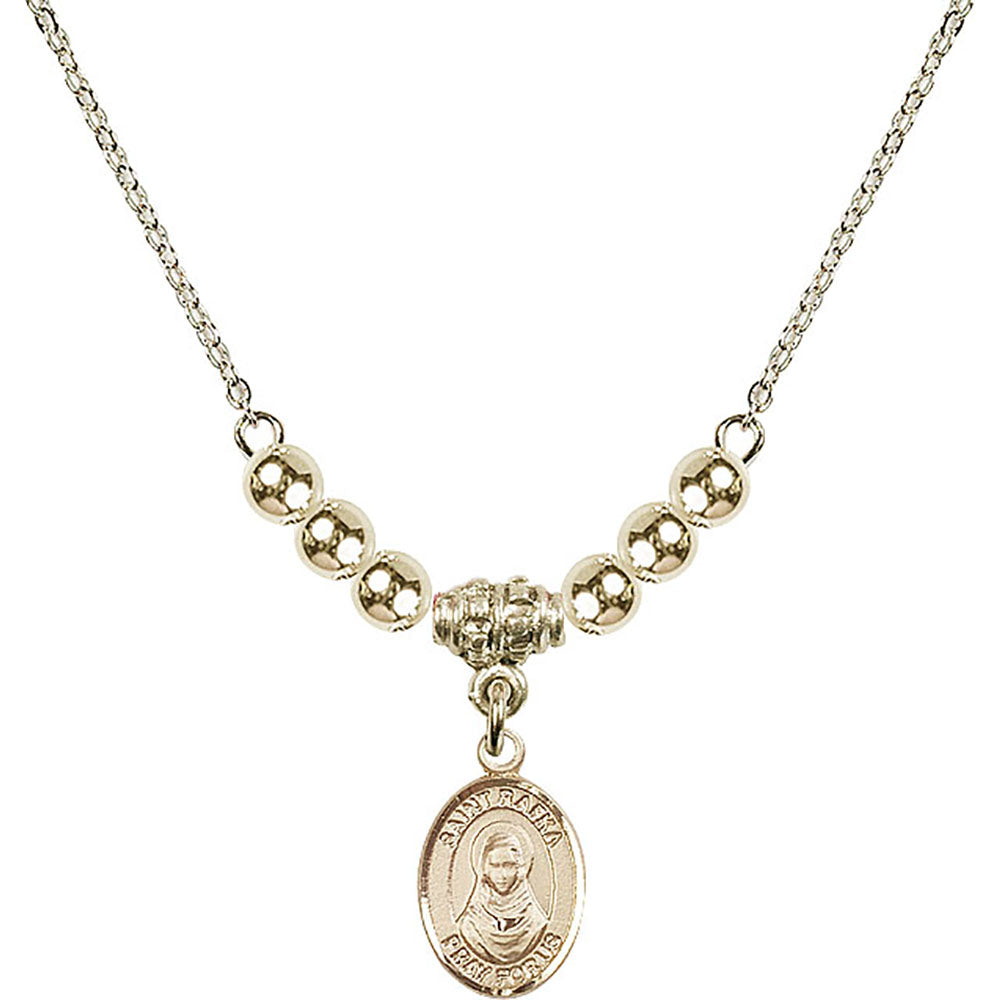 14kt Gold Filled Saint Rafka Birthstone Necklace with Gold Filled Beads - 9338
