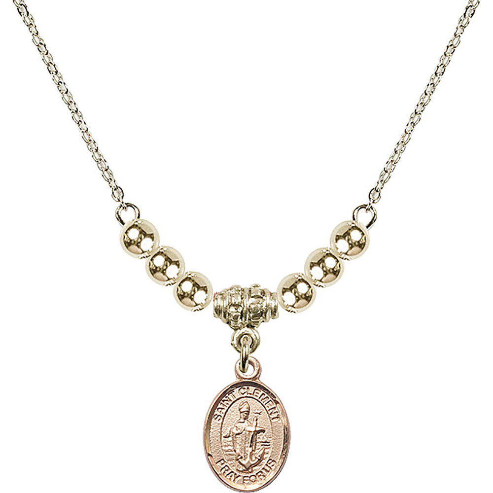14kt Gold Filled Saint Clement Birthstone Necklace with Gold Filled Beads - 9340