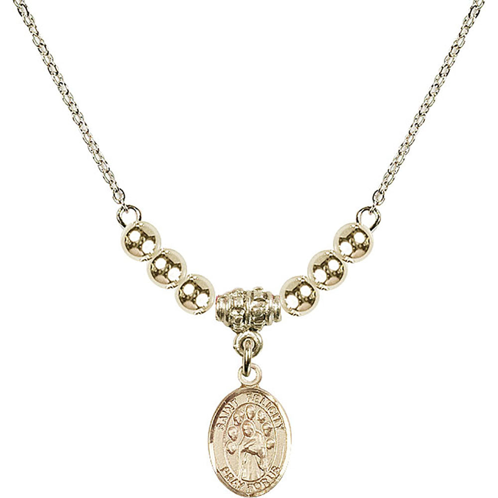 14kt Gold Filled Saint Felicity Birthstone Necklace with Gold Filled Beads - 9341