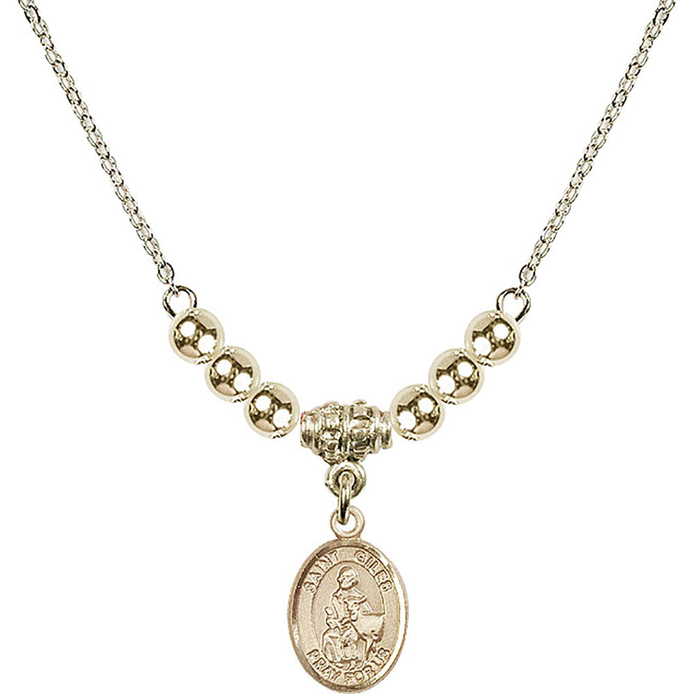 14kt Gold Filled Saint Giles Birthstone Necklace with Gold Filled Beads - 9349