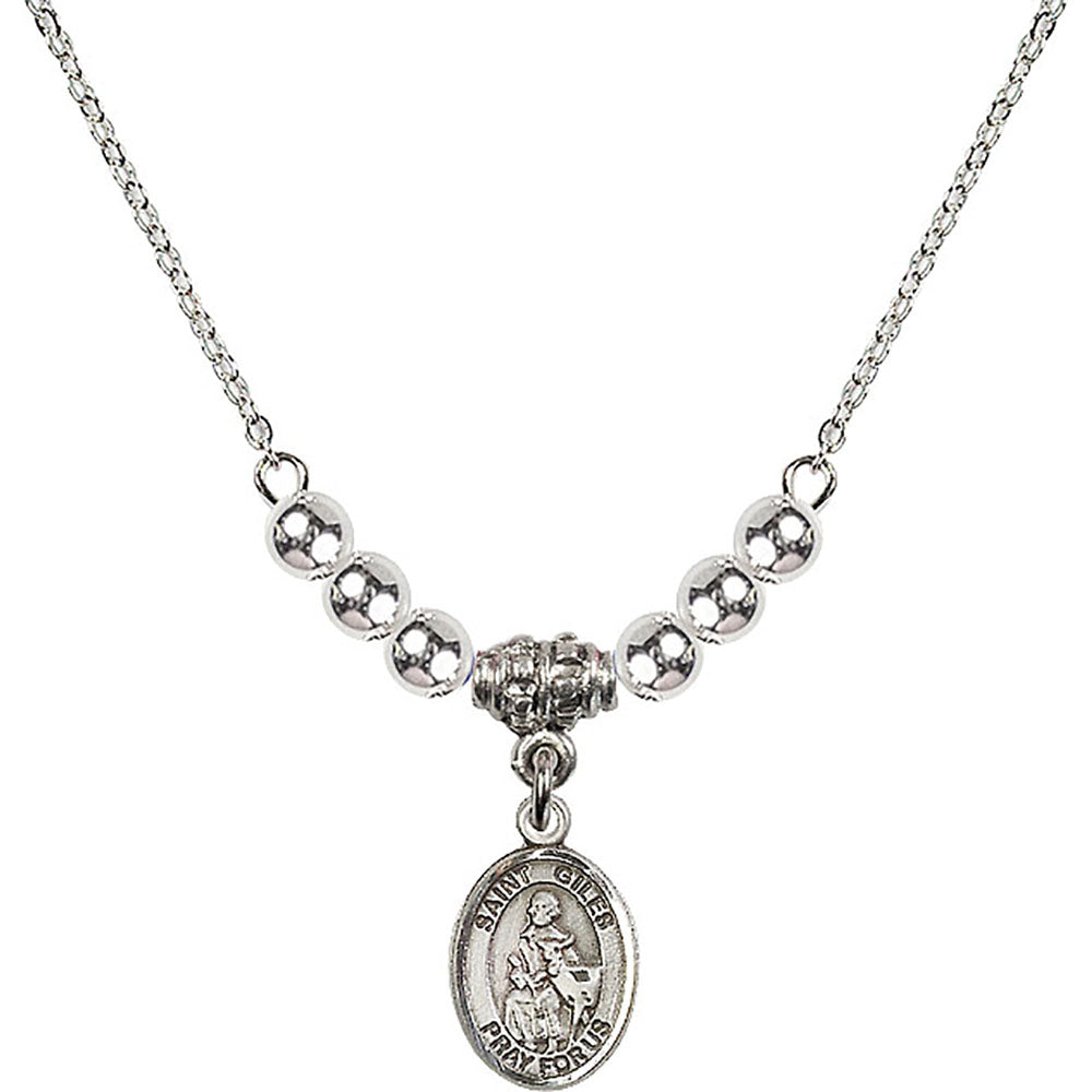 Sterling Silver Saint Giles Birthstone Necklace with Sterling Silver Beads - 9349