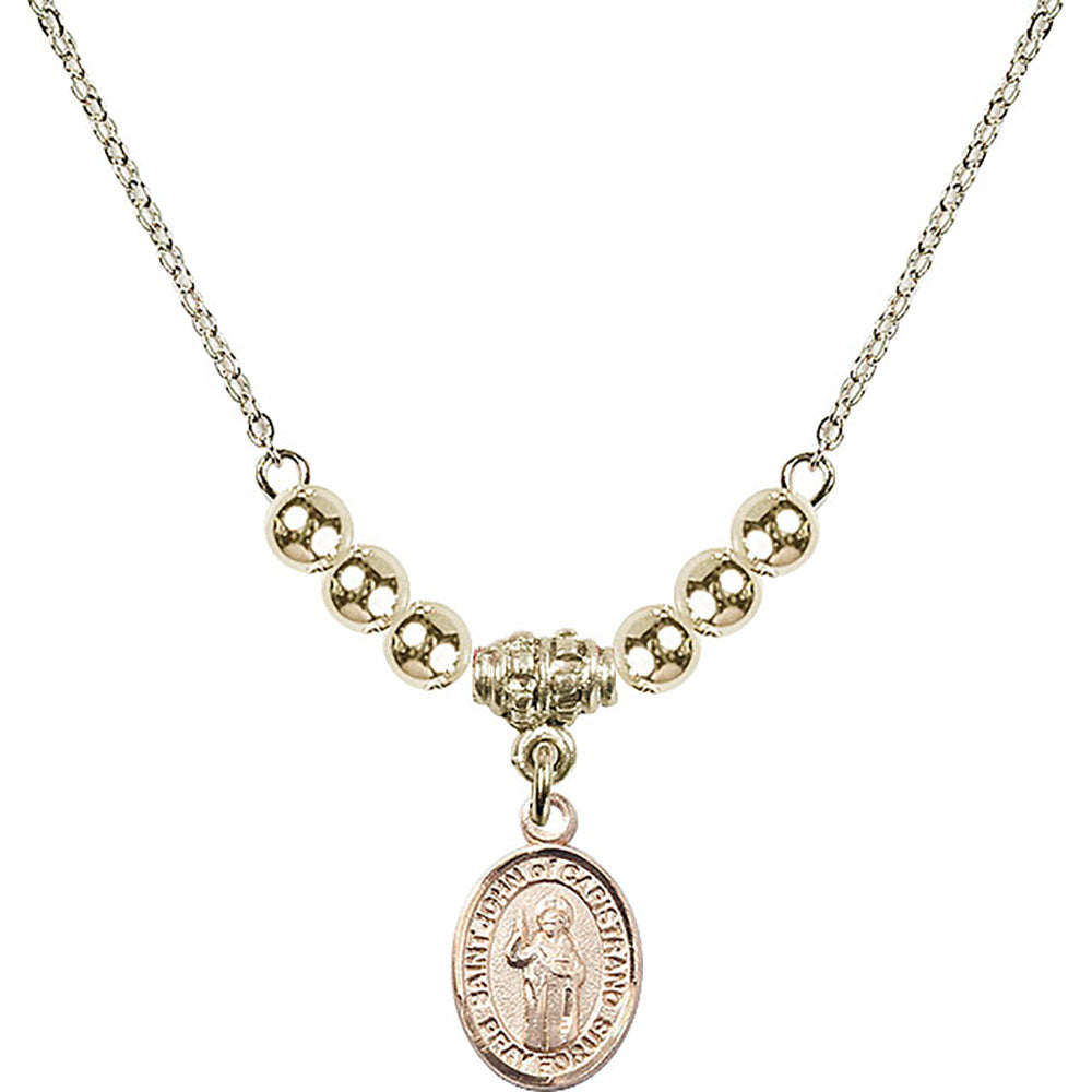 14kt Gold Filled Saint John of Capistrano Birthstone Necklace with Gold Filled Beads - 9350