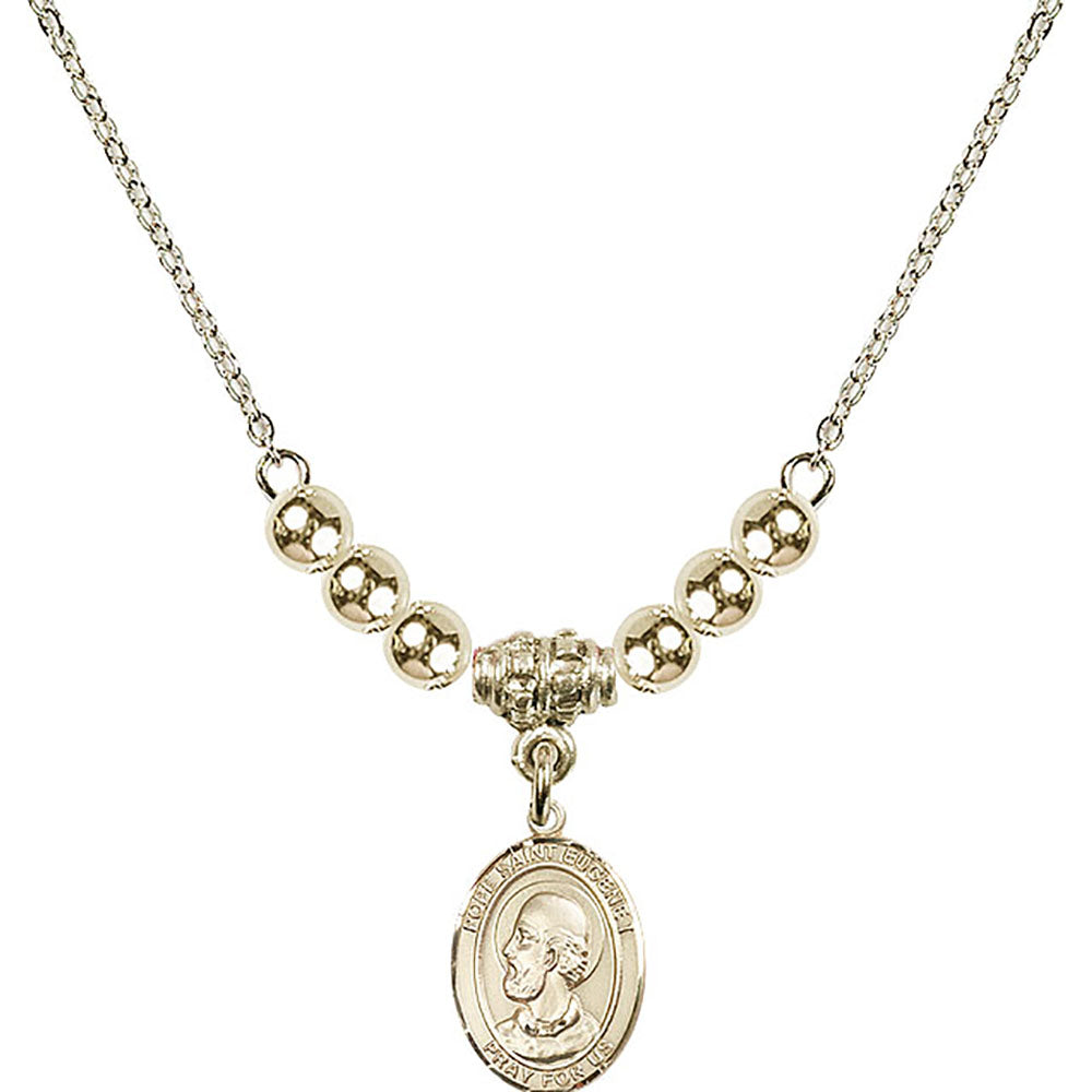 14kt Gold Filled Pope Saint Eugene I Birthstone Necklace with Gold Filled Beads - 9352