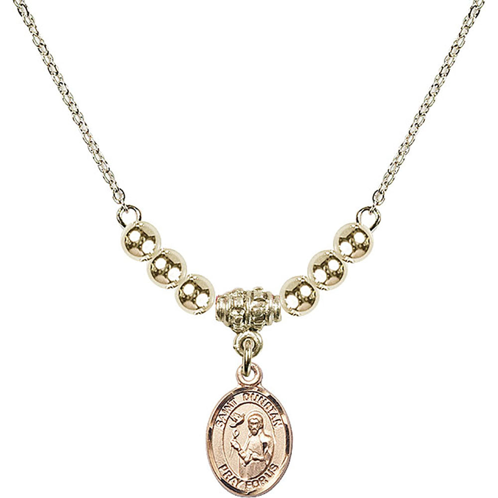14kt Gold Filled Saint Dunstan Birthstone Necklace with Gold Filled Beads - 9355