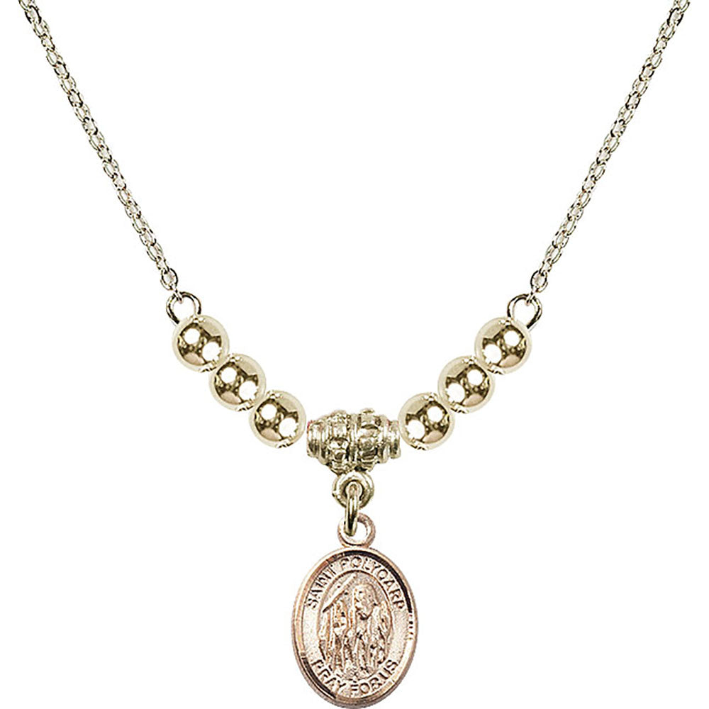 14kt Gold Filled Saint Polycarp of Smyrna Birthstone Necklace with Gold Filled Beads - 9363
