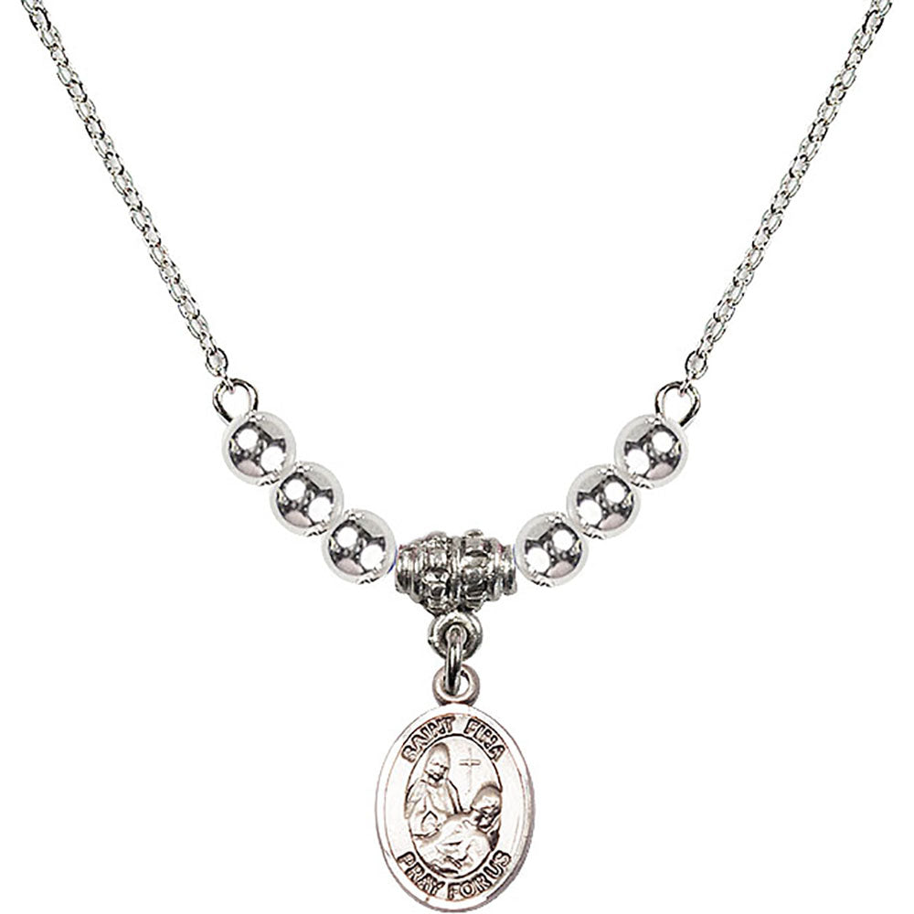 Sterling Silver Saint Fina Birthstone Necklace with Sterling Silver Beads - 9364