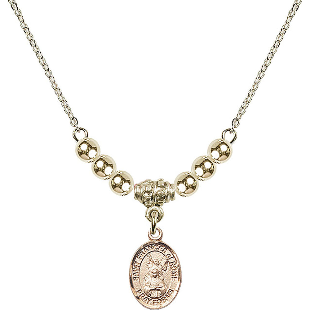 14kt Gold Filled Saint Frances of Rome Birthstone Necklace with Gold Filled Beads - 9365