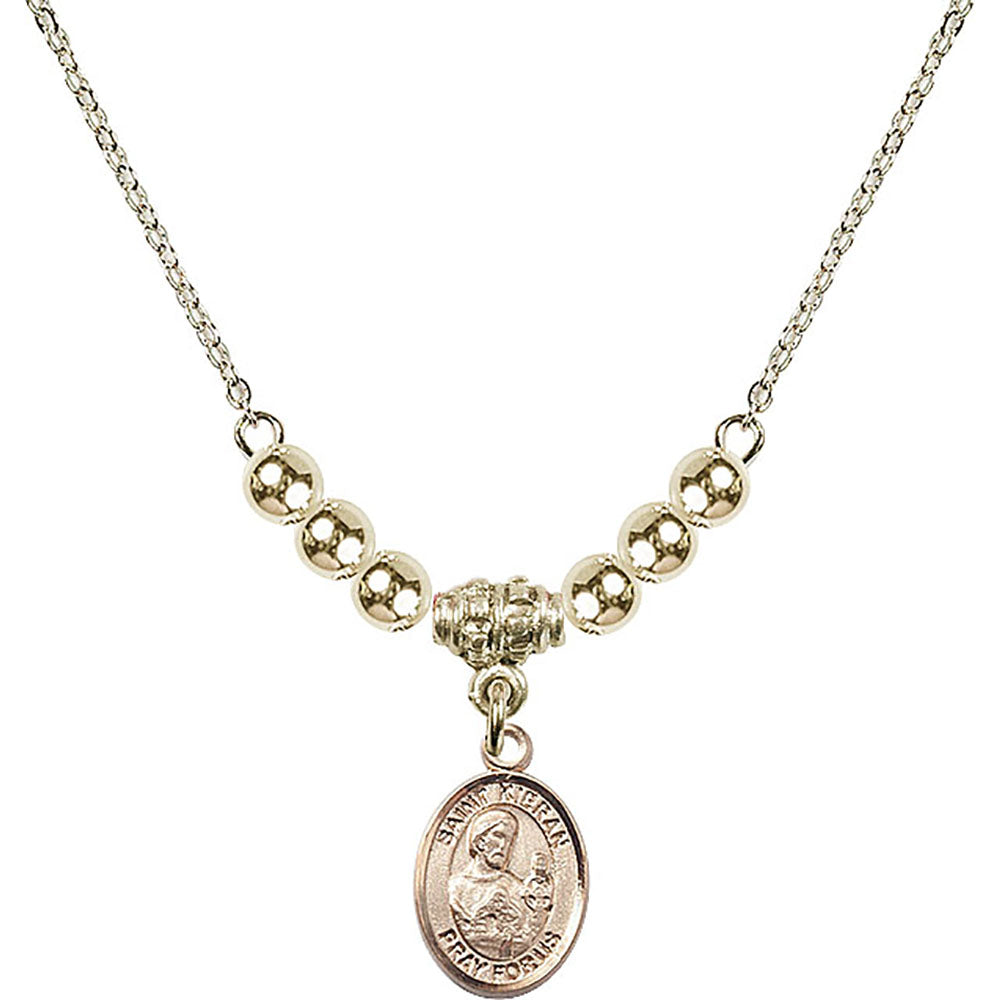 14kt Gold Filled Saint Kieran Birthstone Necklace with Gold Filled Beads - 9367